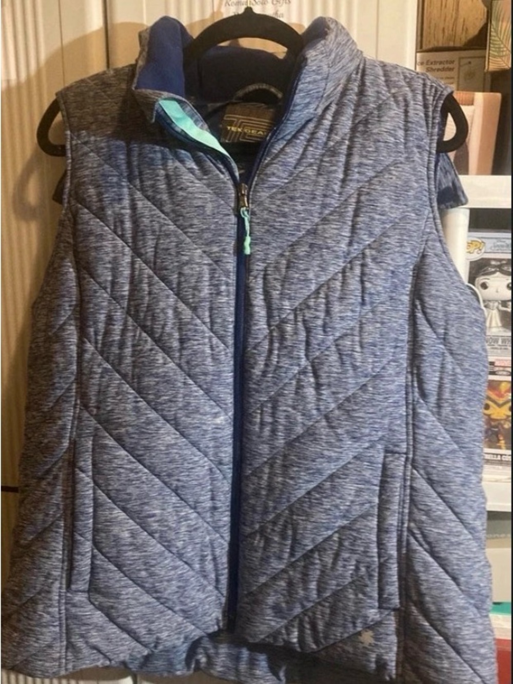 tek gear Quilted Sleeveless Vest in Heathered Blue